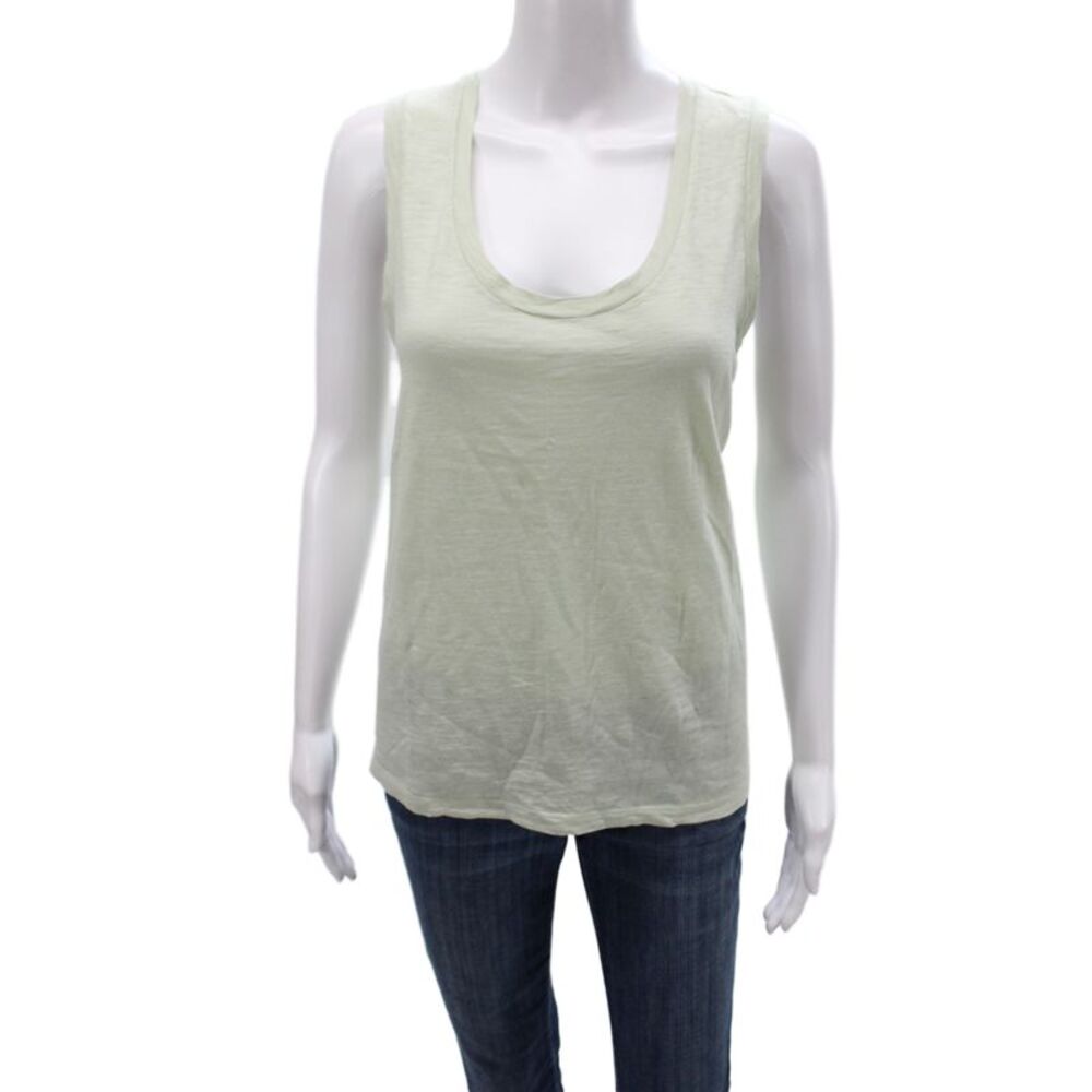 Theory Women Scoop Neck Cotton Tank Green Basic Size M